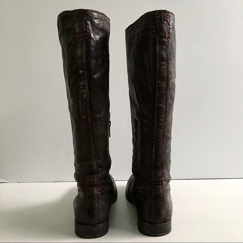 Frye Anna Inside Zip Chocolate Knee High Boots - Picture 4 of 7